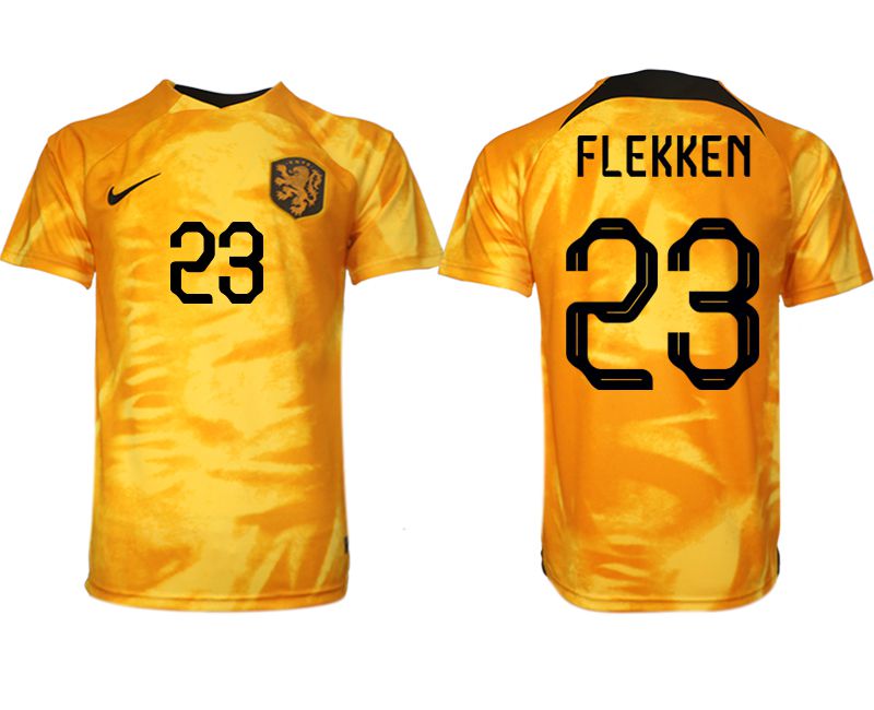 Men 2022 World Cup National Team Netherlands home aaa version yellow #23 Soccer Jersey->->Soccer Country Jersey